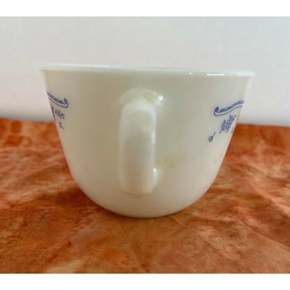 Set of 5 Vintage Pyrex Blue Morning Flower Milk Glass Coffee Tea‎ Cups Mugs - Picture 3 of 9